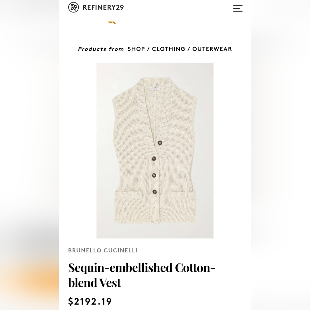 Brunello Cucinelli Cream Sequin Vest